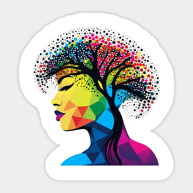 Dot day tree head profile art teacher student colorful design Sticker by Edgi